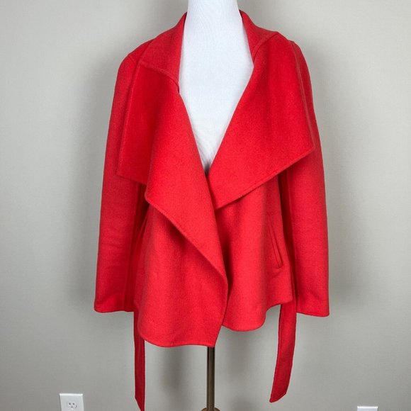Etcetera Cardigan‎ Jacket Womens 6 Coral Wool Angora Belted Long Sleeve V-Neck - Picture 6 of 14